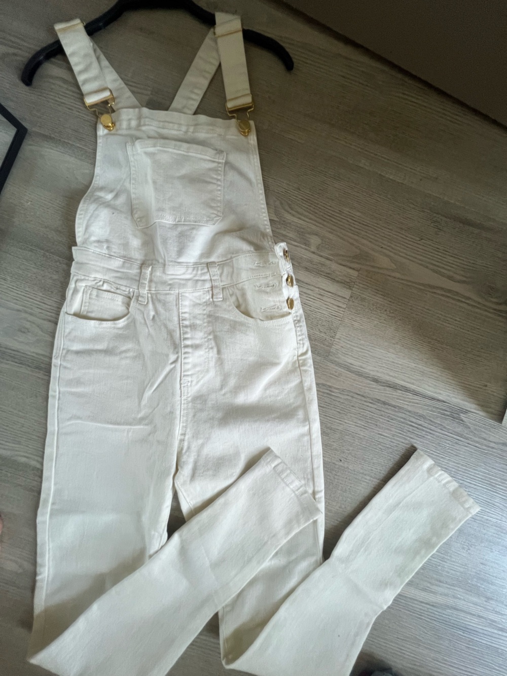 WeWoreWhat Cream Denim Overalls
